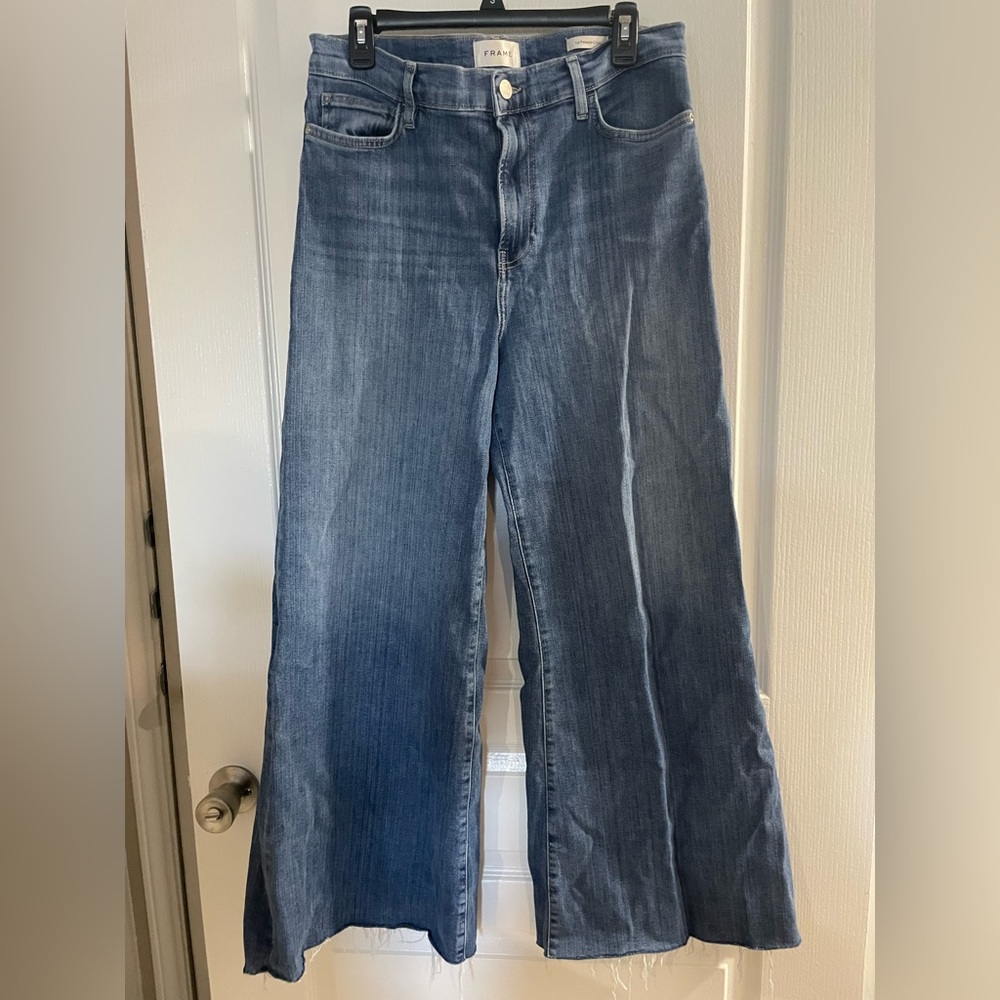 FRAME DENIM Le Palazzo Crop Raw Hem